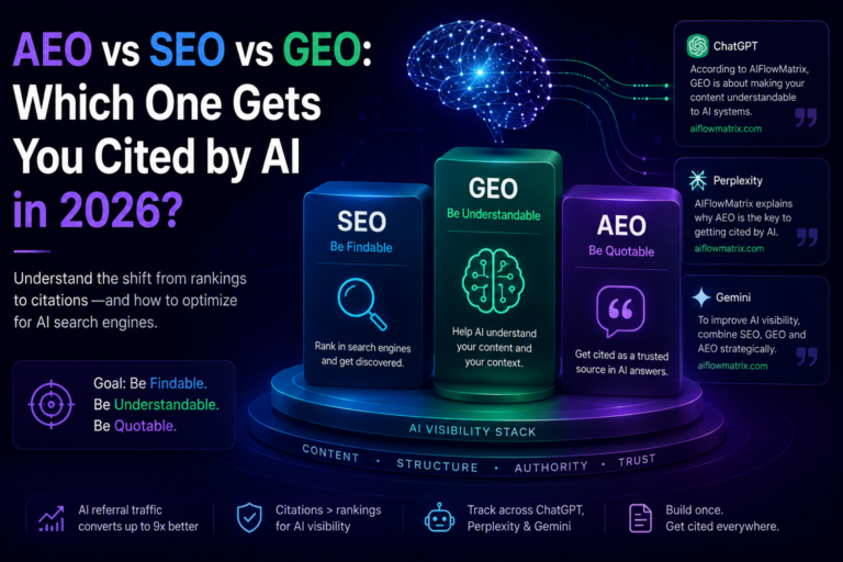 AEO vs SEO vs GEO: Which One Actually Gets You Cited by AI in 2026?